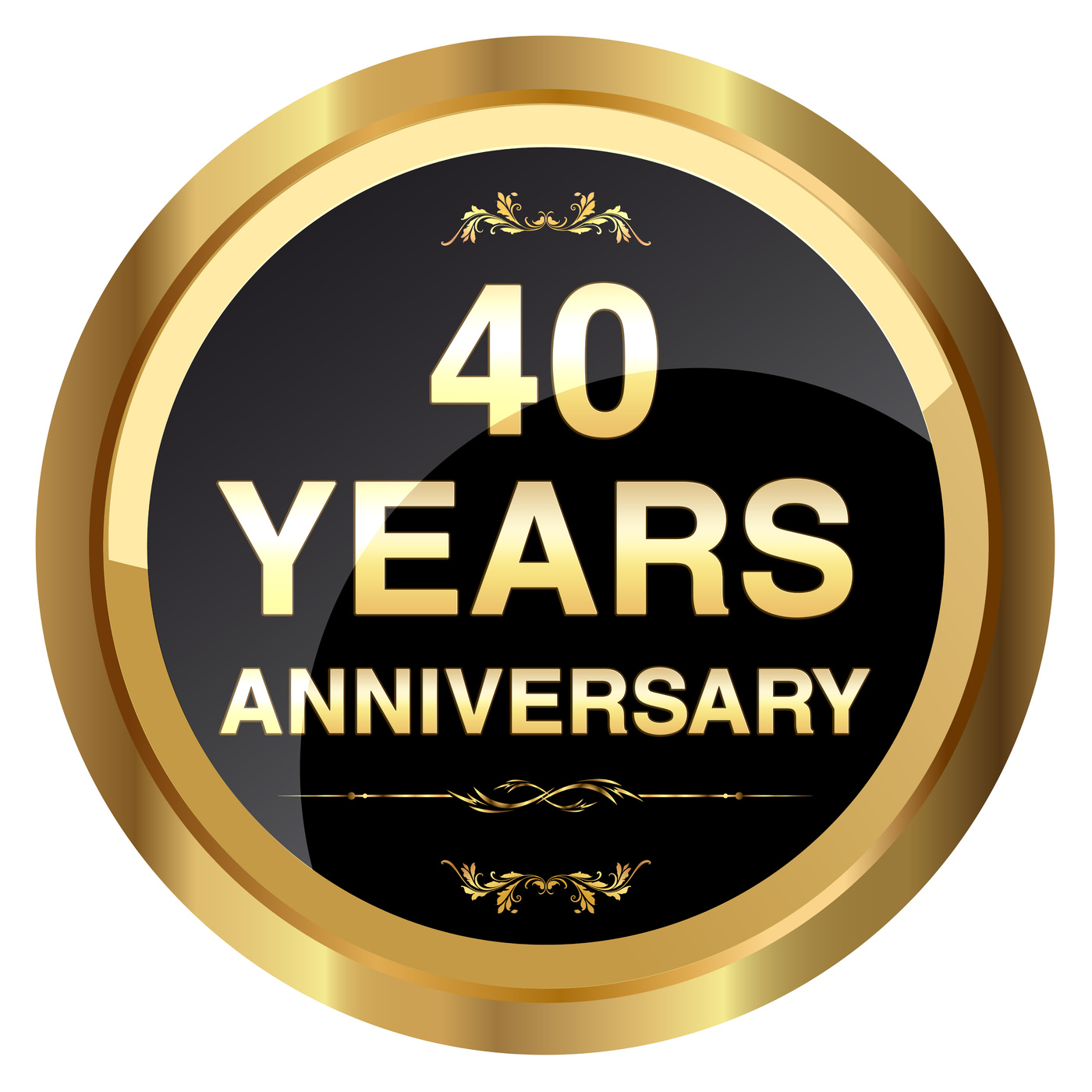 40 years anniversary gold badge - Stock Image